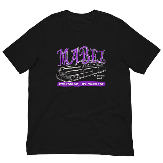 MABEL 1950 Cadillac Hearse Halloween Unisex t-shirt, Black of course